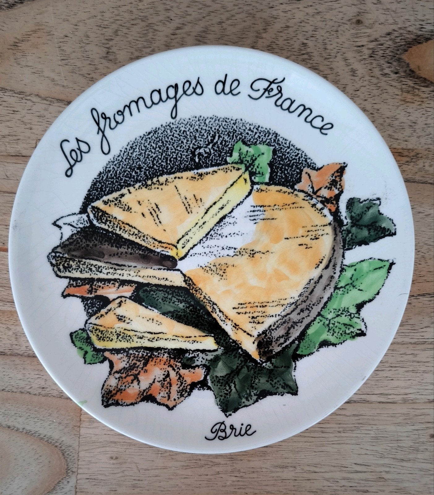 Vintage bordje 1971 France BRIE handgeschilderd Gien, Ophalen of Verzenden