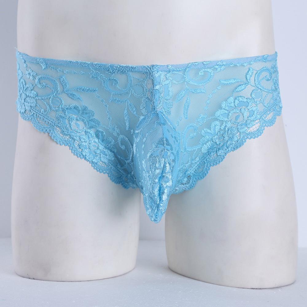 Lichtblauwe heren sissy slip / mannen sexy kanten onderbroek, Kleding | Heren, Ondergoed, Verzenden, Blauw, Slip