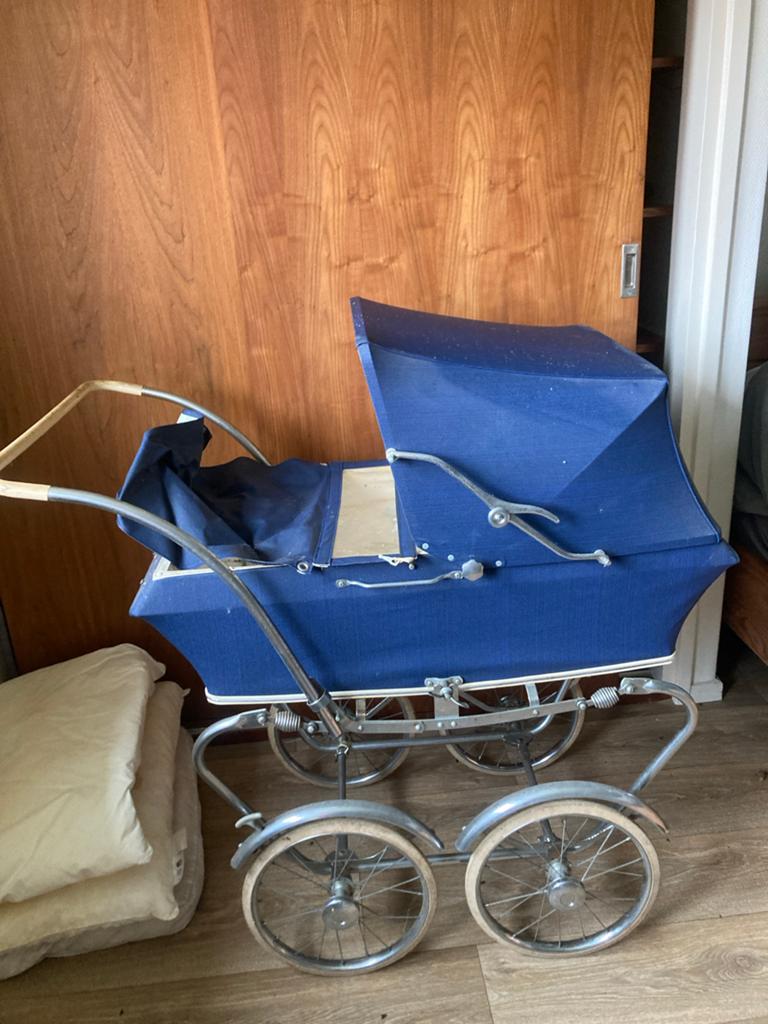 Vintage Blauwe Kinderwagen - Klassiek Model, Ophalen of Verzenden, Gebruikt, Kinderwagen, Overige merken