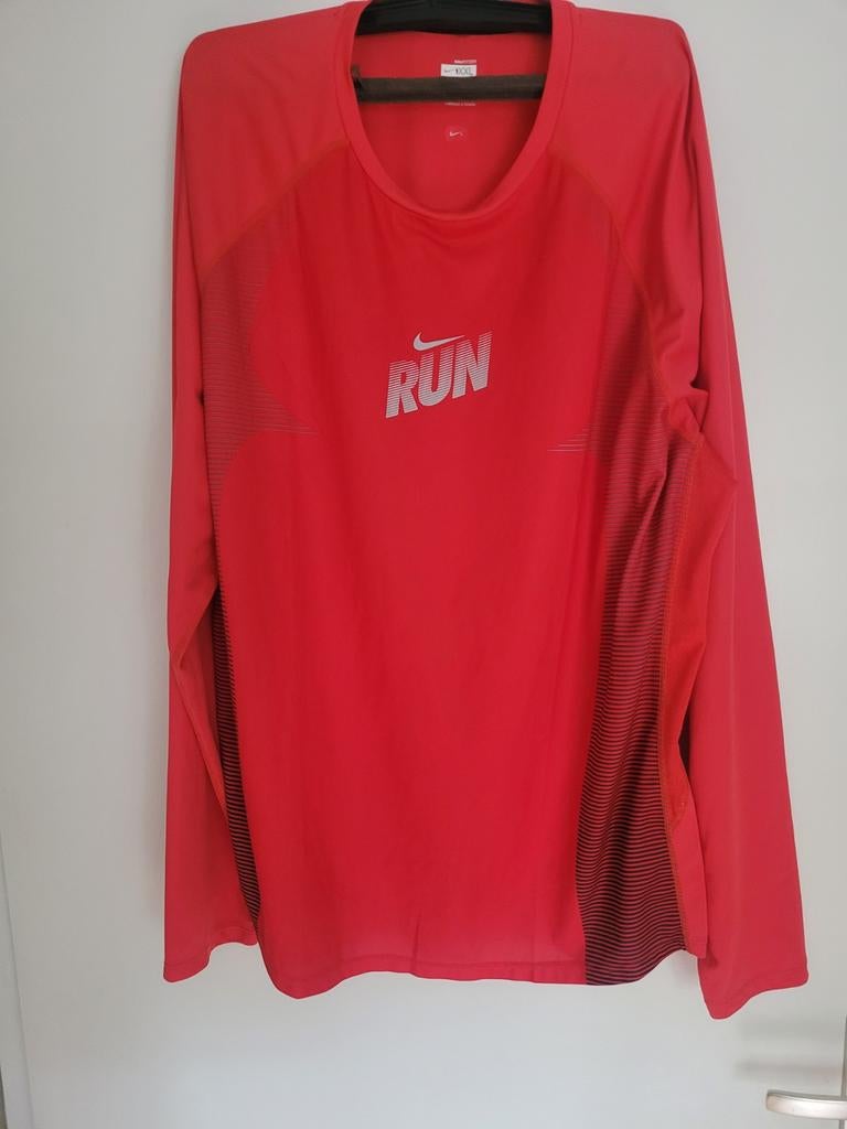 Vintage Nike sportshirt heren lange mouw rood maat XXL, Ophalen, Nike, Overige maten, Hardlopen of Fietsen