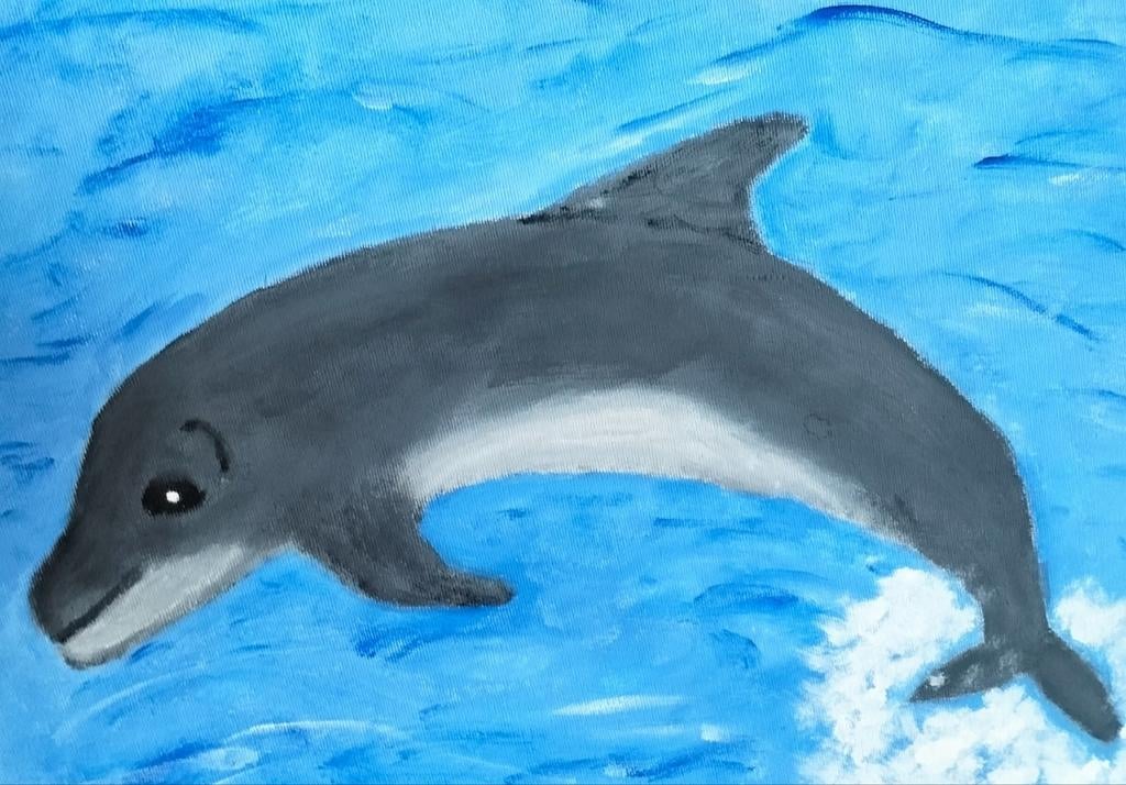 Schilderij DOLFIJN (40 x 30 cm), Ophalen of Verzenden