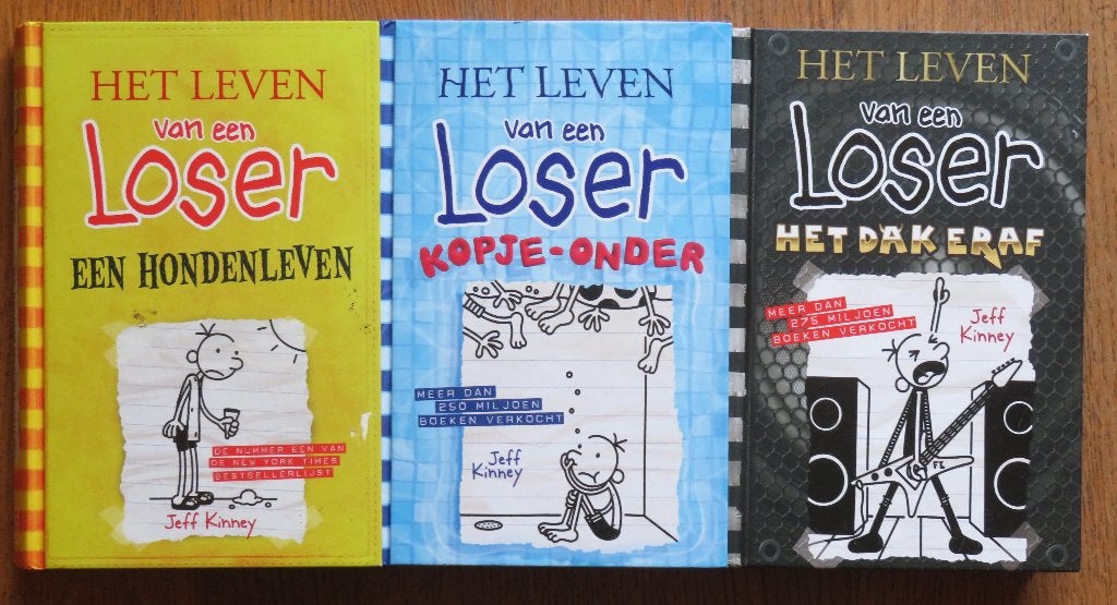 3x Het leven van een loser door Jeff Kinney ( 4 + 15 + 17 ), Boeken, Ophalen of Verzenden, Gelezen