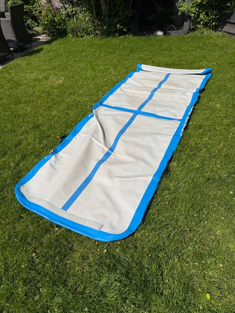 Opblaasbare Airtrack Gymnastiekmat - Wit/Blauw, Sport en Fitness, Turnen, Zo goed als nieuw, Ophalen of Verzenden