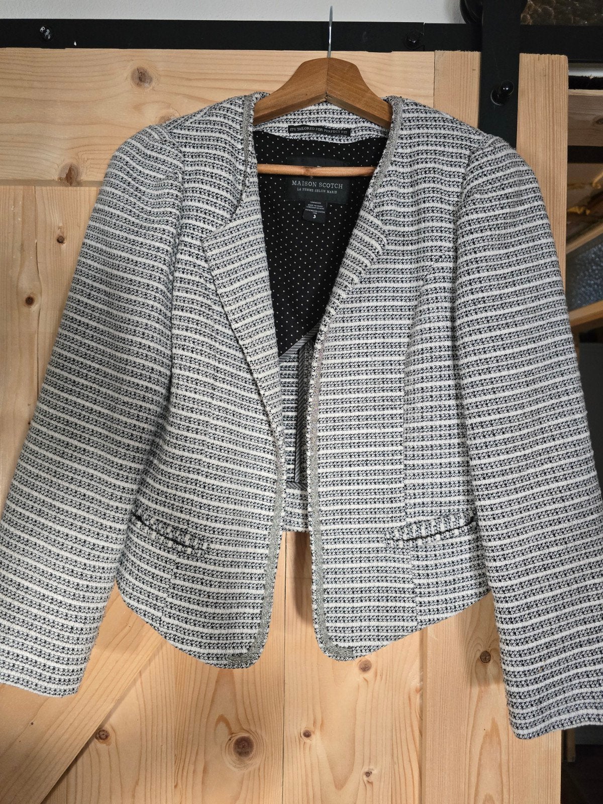 Maison Scotch Blazer - Zwart/Wit Gestreept Jasje, Maat 38/40 (M), Zwart, Zo goed als nieuw, Jasje