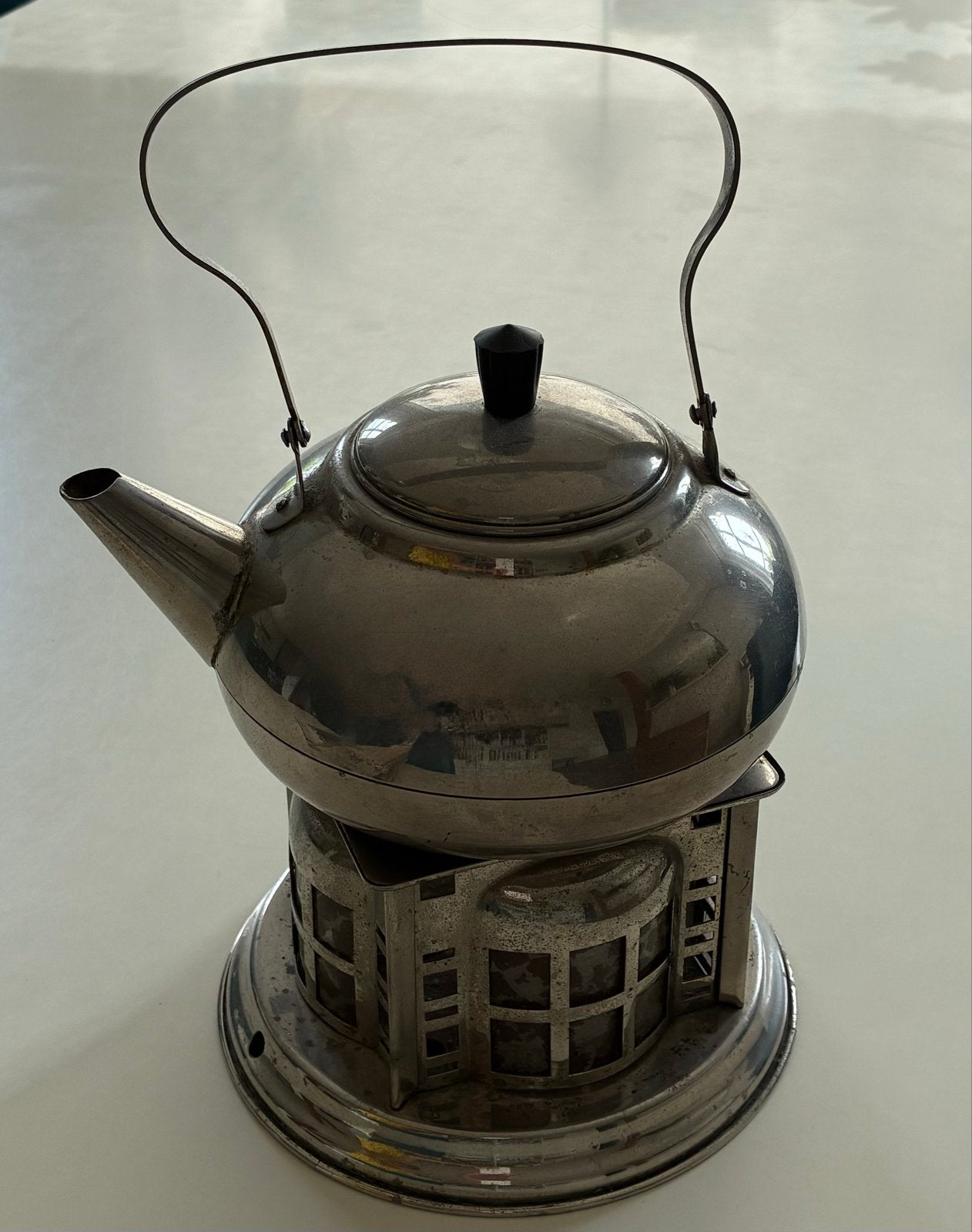 Vintage Art Deco theepot met theelichtje - Jaren '30, Antiek en Kunst, Ophalen of Verzenden