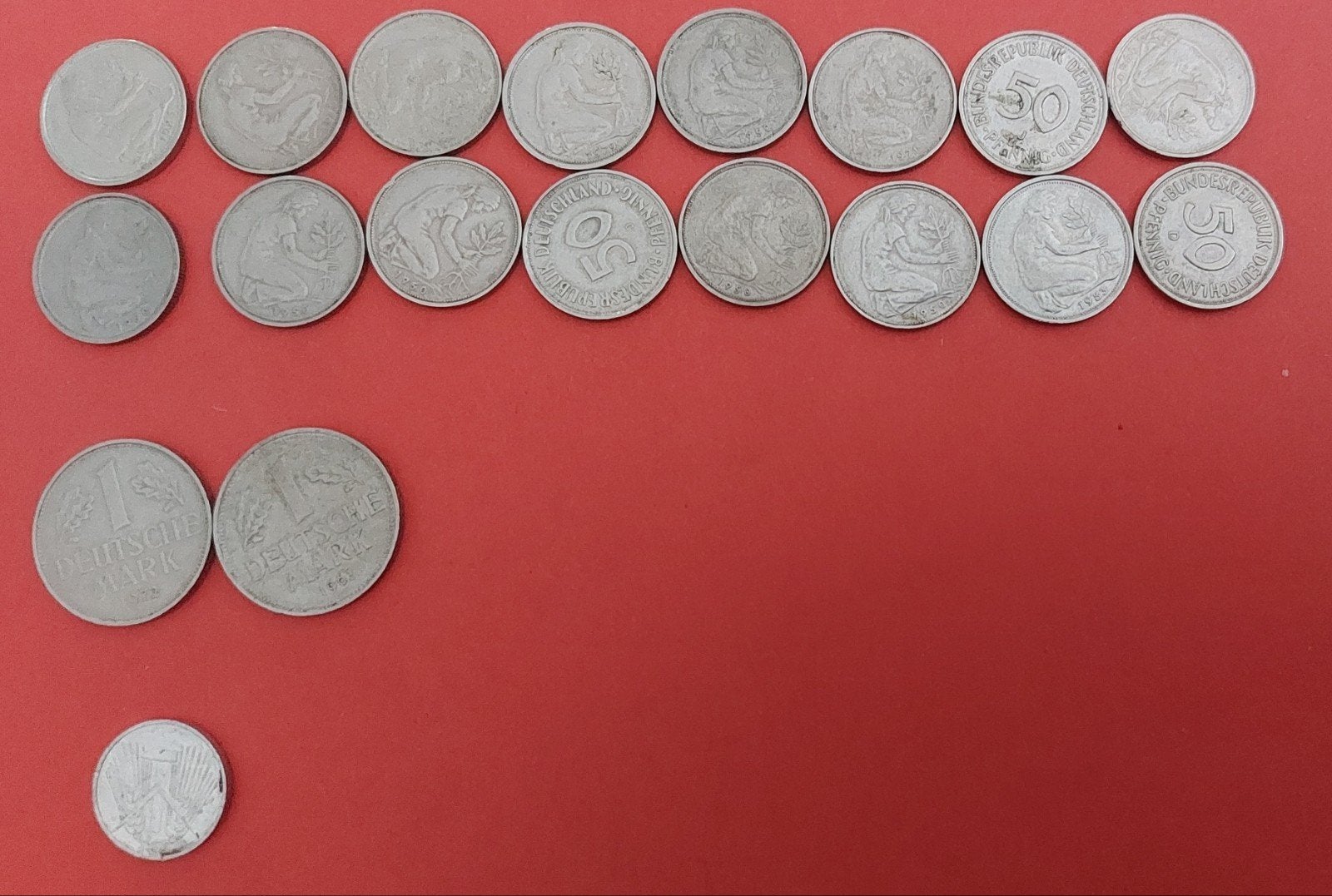 Duitse munten 1 Mark, 50, 10, 5, 2 en 1pfennig, Ophalen of Verzenden, Duitsland, Losse munt