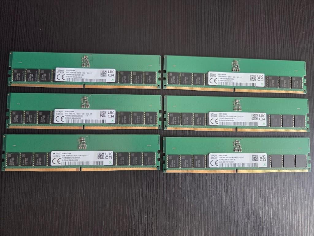 6x SK Hynix 32GB DDR5 5600MHz, 32 GB, Ophalen of Verzenden, Zo goed als nieuw, Desktop