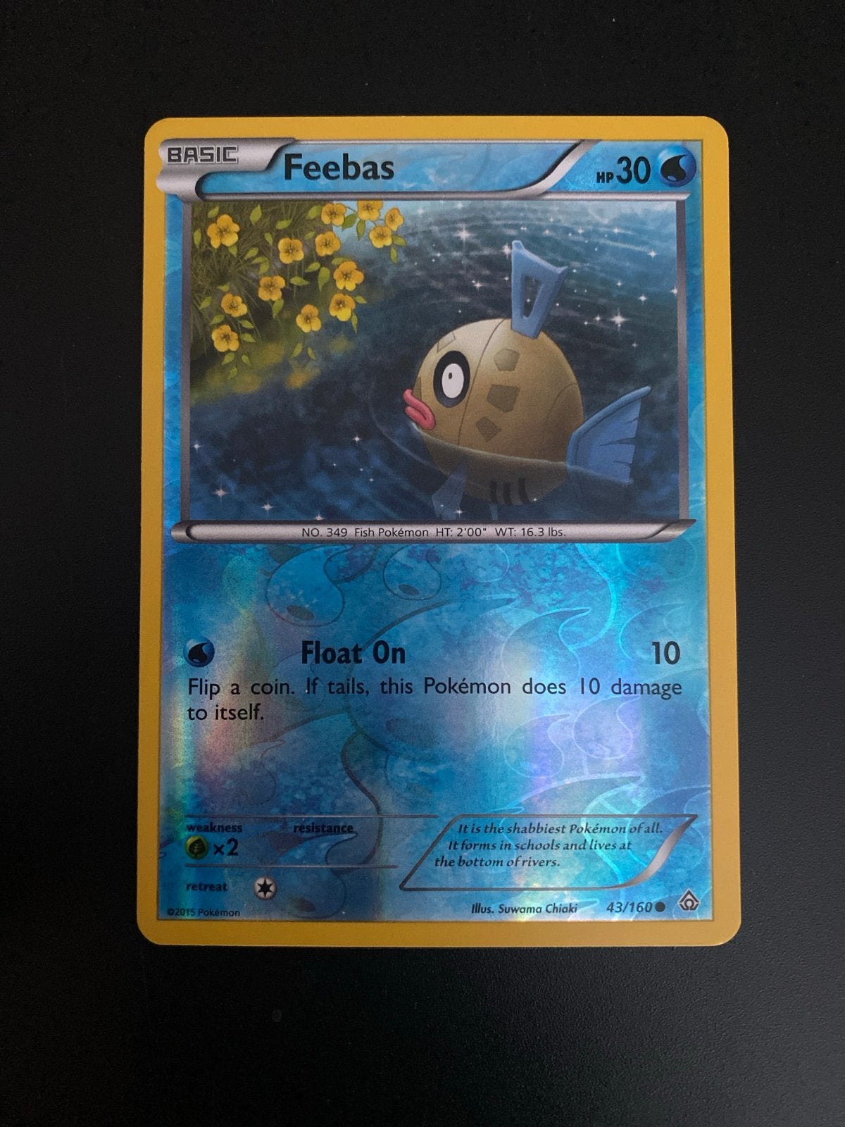 Feebas 43/160 Rev. Holo XY Primal Clash (2015) NM!, Ophalen of Verzenden, Zo goed als nieuw, Losse kaart, Foil
