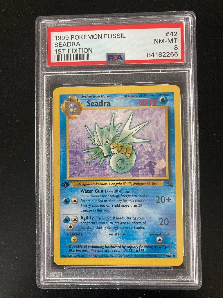 Pokemon kaart Seadra 1999 first edition PSA, Hobby en Vrije tijd, Verzamelkaartspellen | Pokémon, Ophalen of Verzenden, Zo goed als nieuw