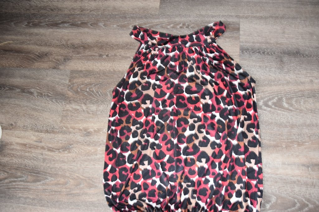 Leuke panterprint top met rood, Kleding | Dames, Meerkleurig, Sophia, Maat 42/44 (L), Ophalen of Verzenden