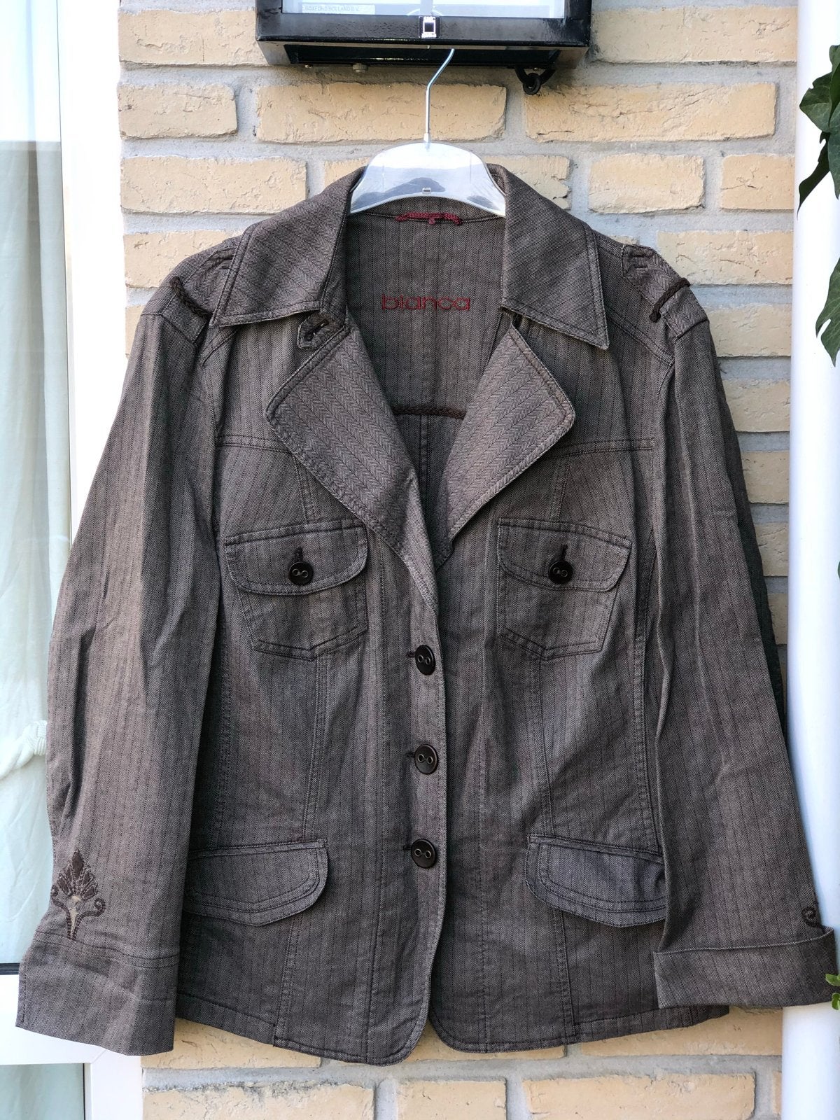 Bianca blazer | bruin visgraat | maat 46, Bruin, Maat 46/48 (XL) of groter, Ophalen of Verzenden, Zo goed als nieuw