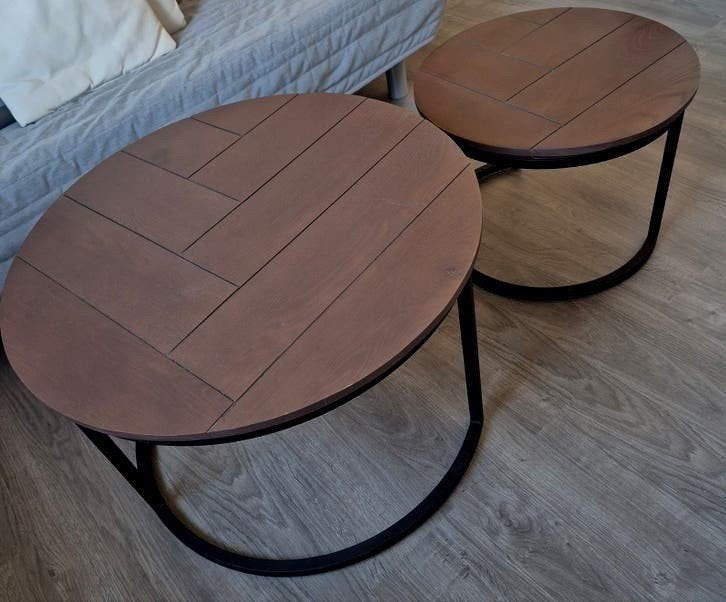 VT Wonen visgraat tafel set otik, Ophalen, Rond, 50 tot 100 cm, 50 tot 100 cm