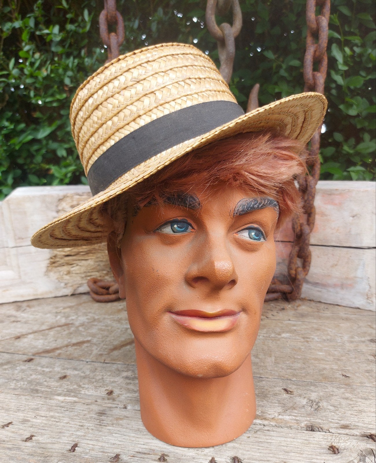 Vintage Lifesize Gipsen Etalagehoofd Dandy Stijl ca. 1950, Antiek en Kunst, Ophalen of Verzenden