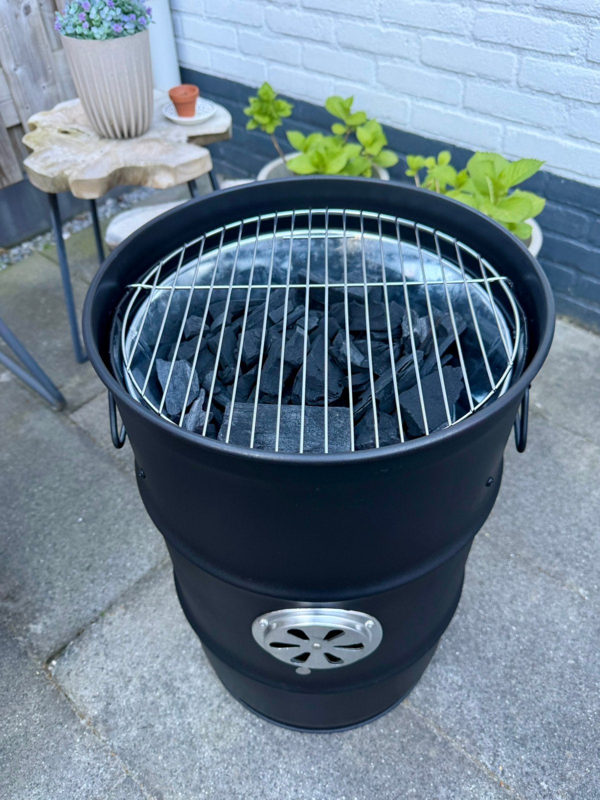Barrel barbecue, gemaakt van een olievat, nieuw, ø38cm h60cm, Ophalen, Nieuw