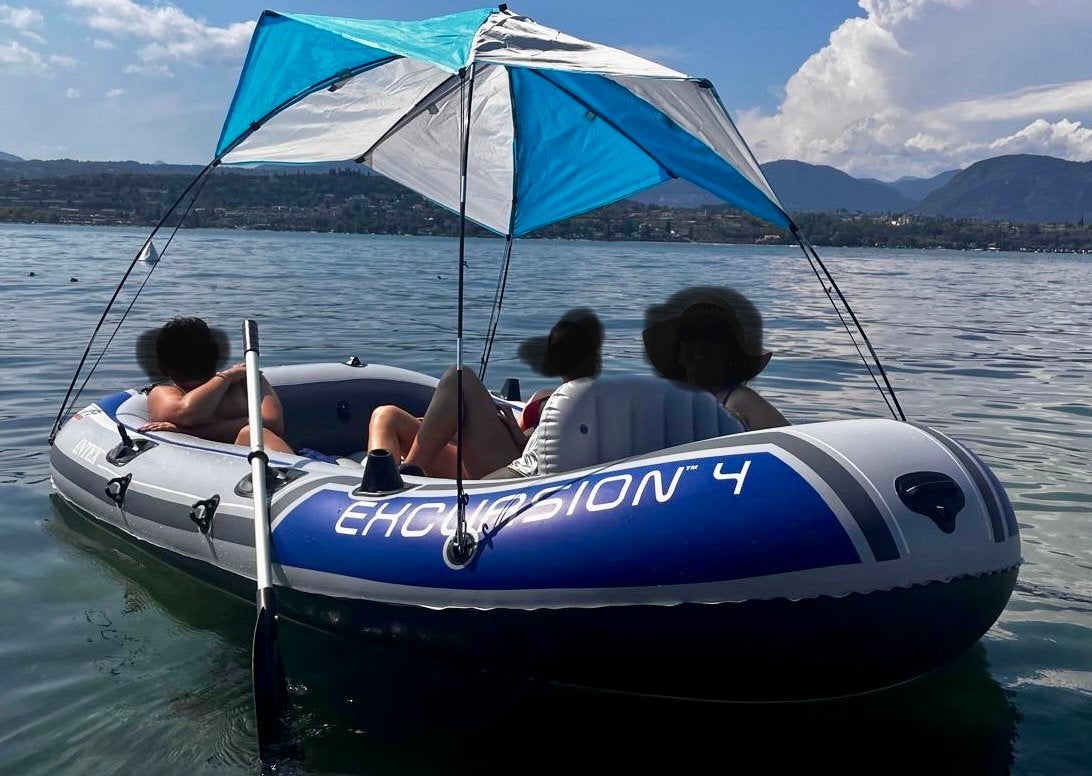 Intex Excursion 4 opblaasboot met zonnescherm, Ophalen of Verzenden, Zo goed als nieuw