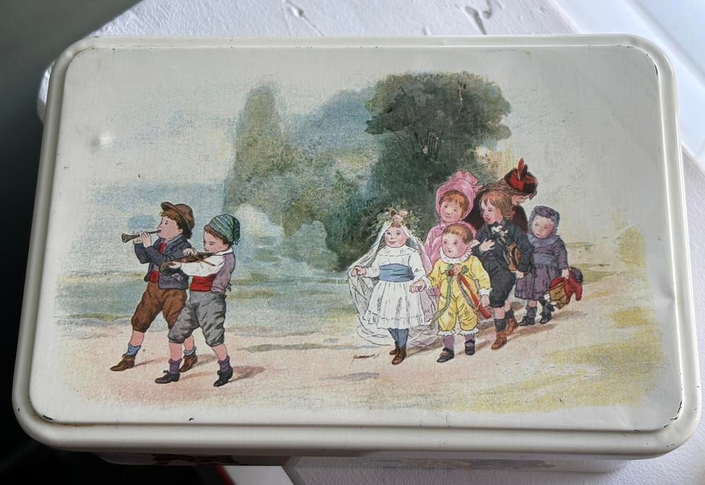 Superleuke koekjes trommel/ Blik uit France zie foto’s, Ophalen of Verzenden, Gebruikt, Koek(jes), Overige merken