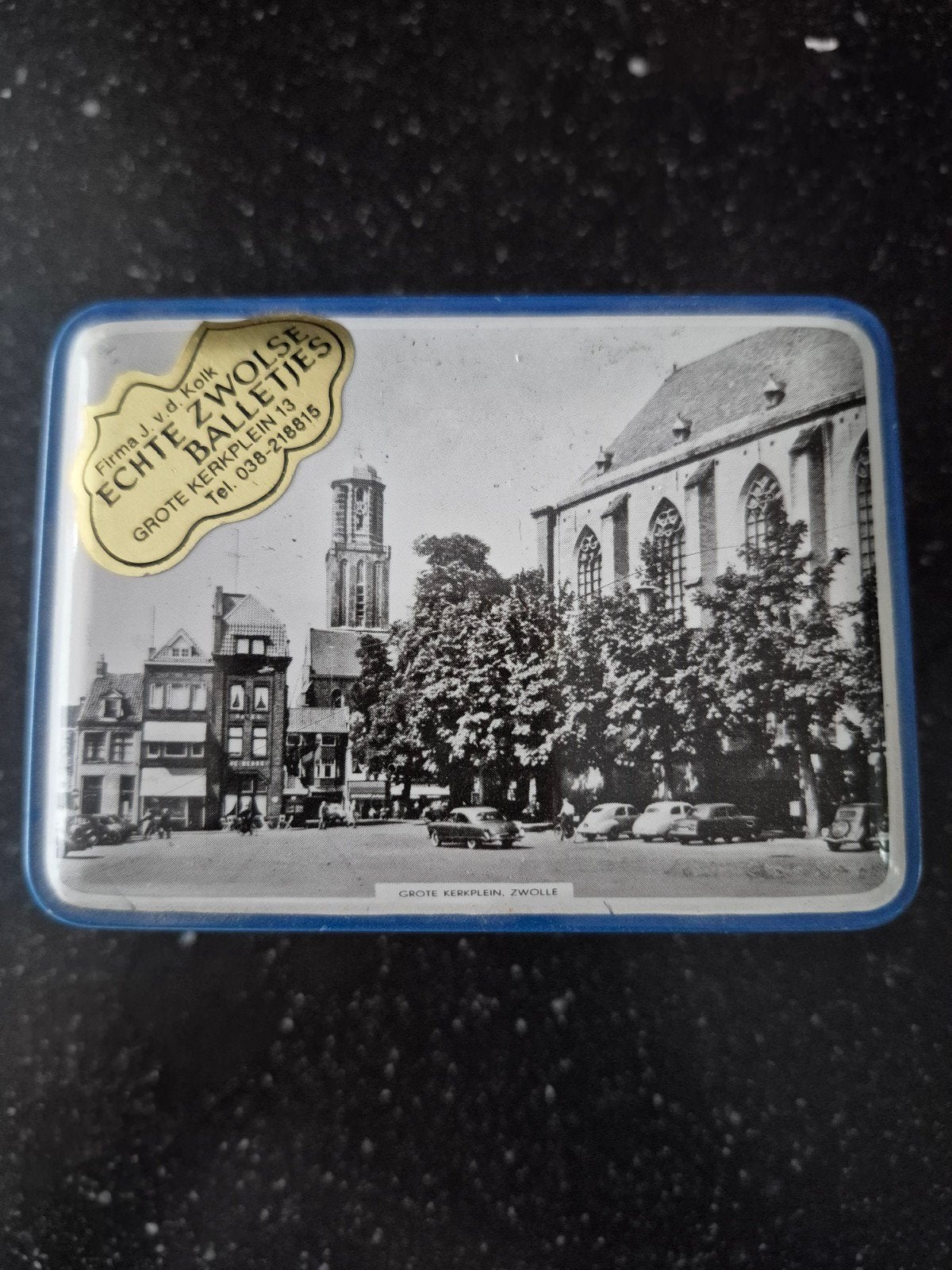 Vintage blikken trommel Zwolle - Koekblik - Oud Holland, Ophalen of Verzenden, Gebruikt, Koek(jes), Overige merken