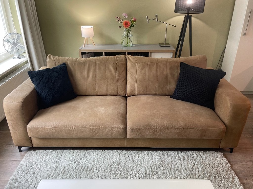 UrbanSofa Giorno designer bank, eco-leer, optimale staat, Ophalen, Modern, minimalistisch, Arizona Pepper taupe, Manhattan stiksel