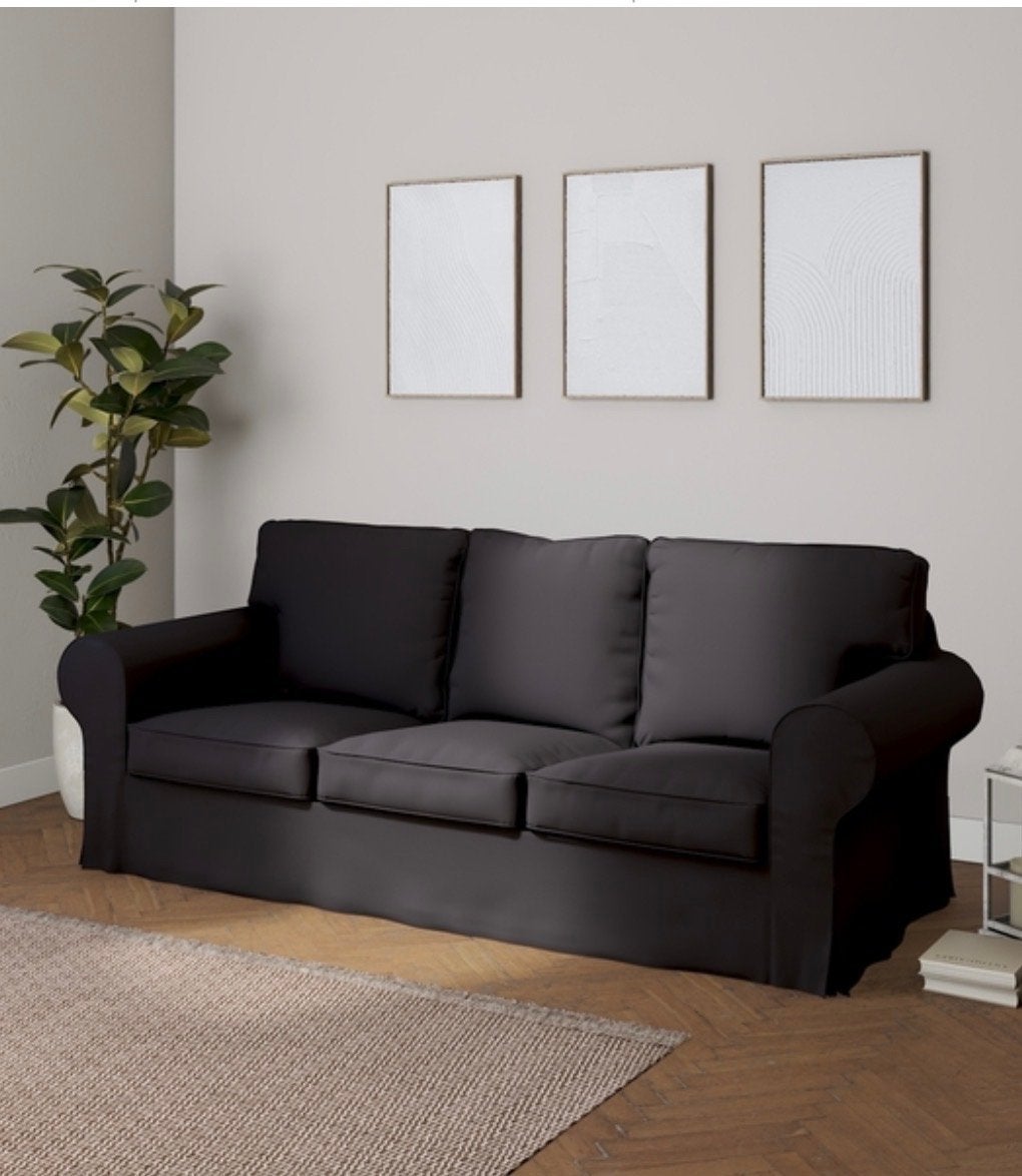 IKEA Ektorp slaapbank 3-zits, Huis en Inrichting, Ophalen, Gebruikt, Zwart, Tweepersoons