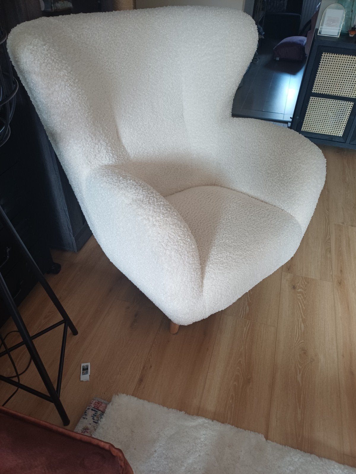 Mooie witte Teddy fauteuil - Zo goed als nieuw, Ophalen of Verzenden, Zo goed als nieuw, Stof