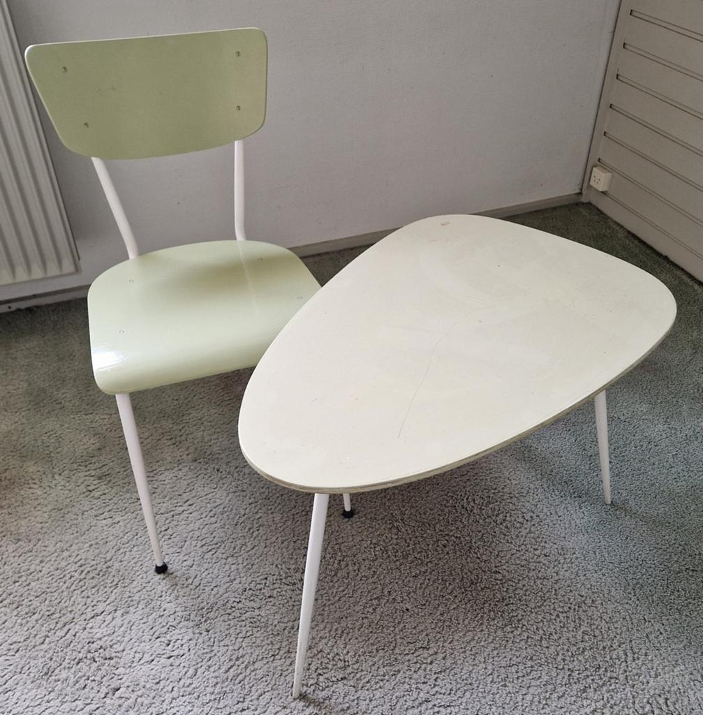 Vintage Bauhaus Salontafel en Stoel, Ophalen, Gebruikt, Eén