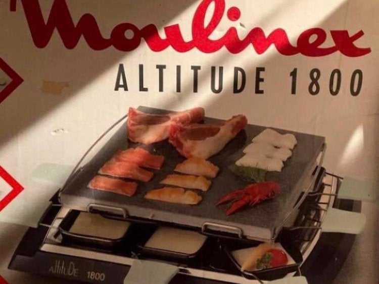 Moulinex Altitude 1800 steengril gourmet ineen, Ophalen of Verzenden, Gebruikt, 8 personen of meer
