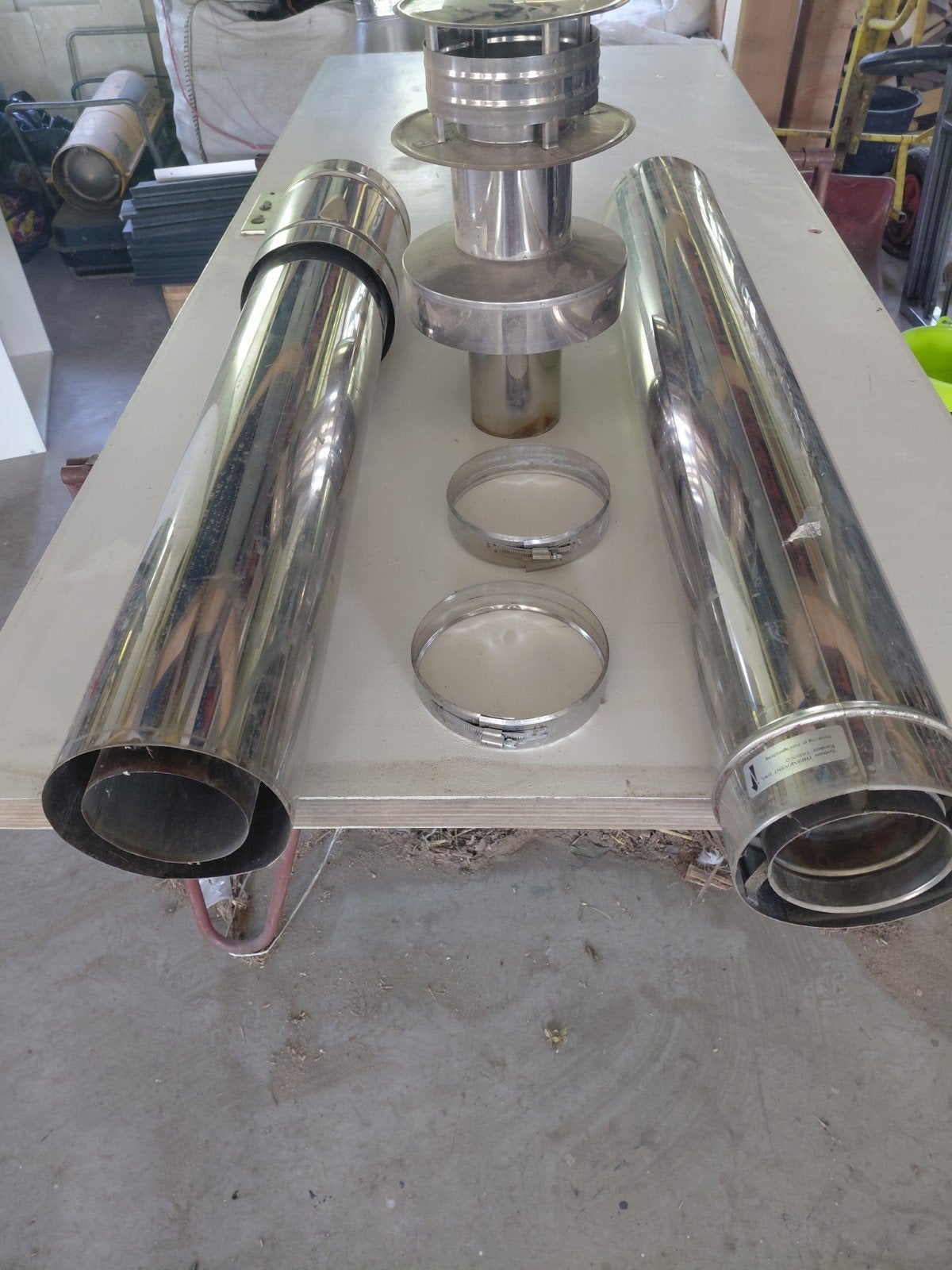 dubbelwandig rvs rookgas afvoer 150-buitenmaat/100mm binnenm, Ophalen, Afvoer, Zo goed als nieuw, Rvs