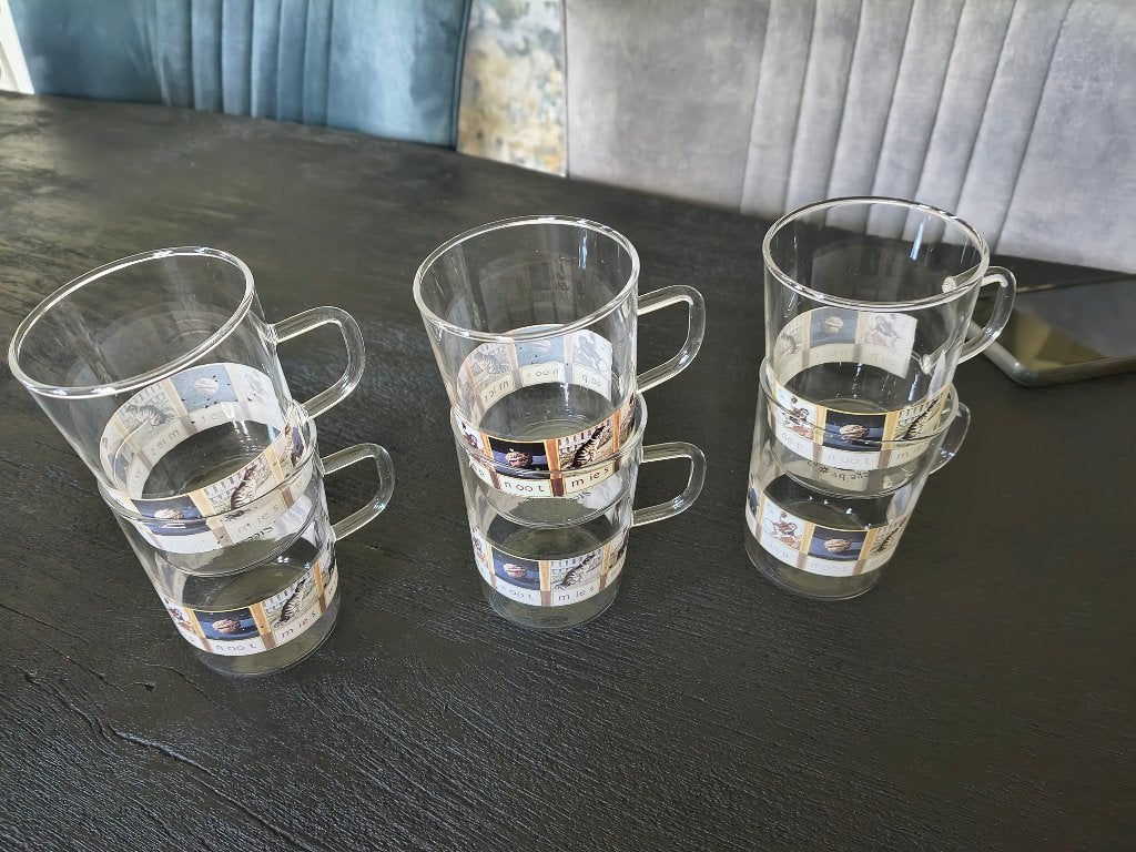 Aap Noot Mies theeglazen, Glas of Glazen, Gebruikt, Ophalen of Verzenden, Glas