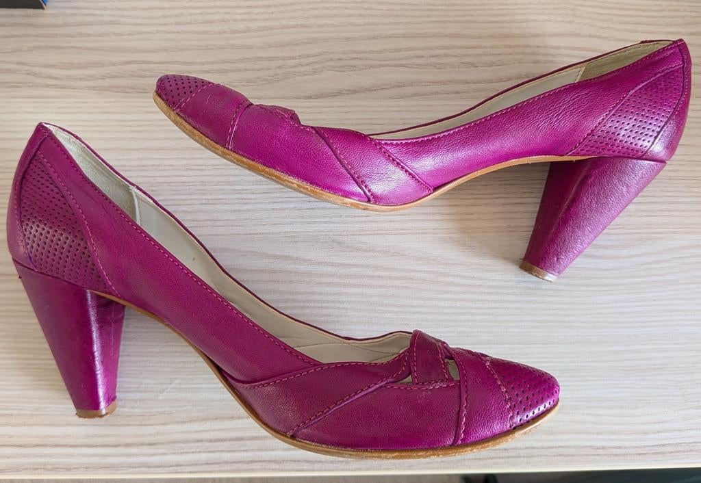 Leren pumps, kleur magenta, maat 38,5, Ophalen of Verzenden, Schoenen met hoge hakken, Roze, Invito