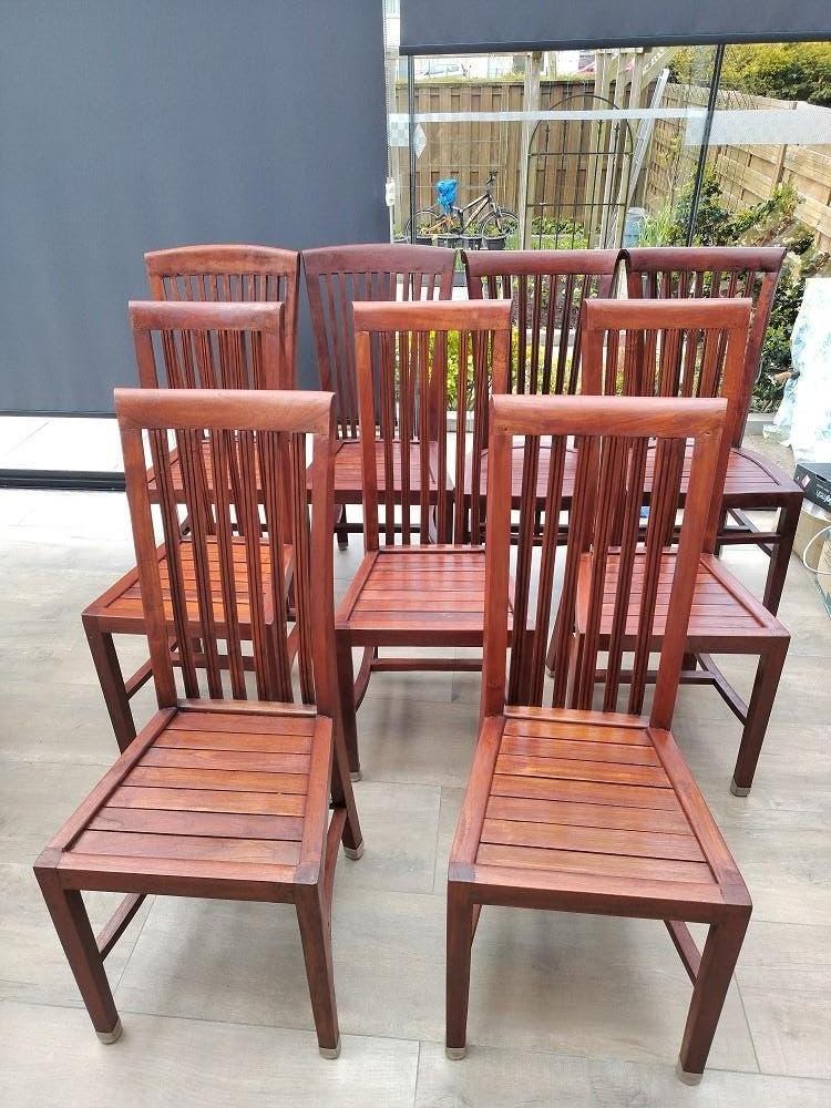 Negen teakhouten stoelen, Ophalen, Gebruikt, Bruin, Vijf, Zes of meer stoelen