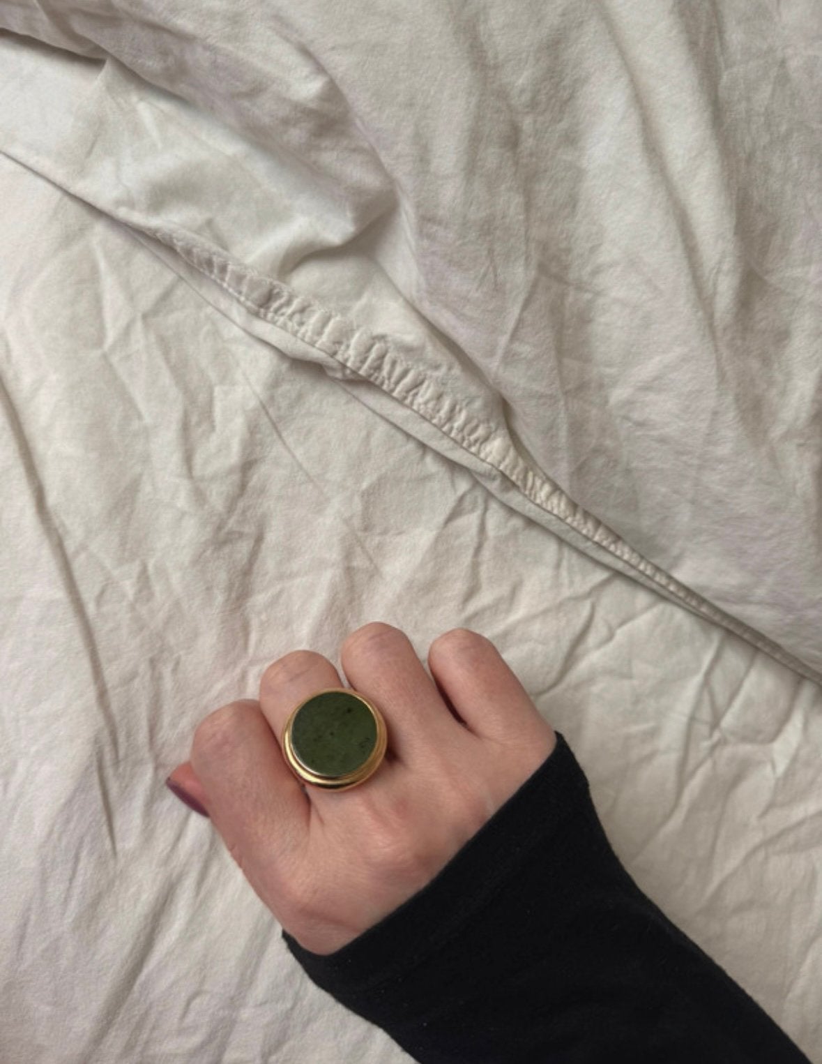 Unieke 18k vintage ring met grote serpentijn maat 18.25, Sieraden, Tassen en Uiterlijk, Ringen, Ophalen of Verzenden, Zo goed als nieuw