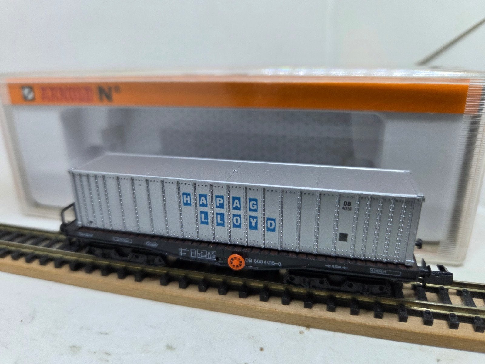 Arnold Rapido 4950 Containerwagon Hapag Lloyd N-spoor, Arnold, Gelijkstroom, Ophalen of Verzenden, Analoog