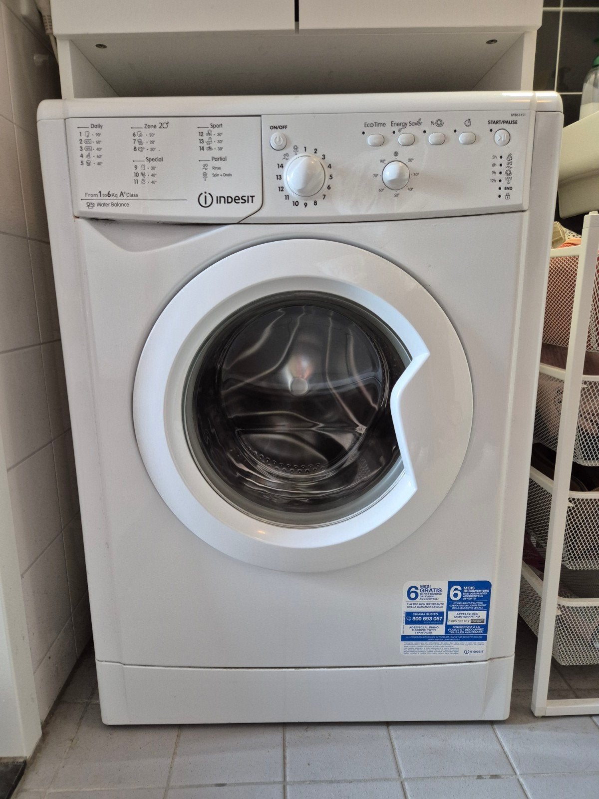 Wasmachine Indesit - in goede staat!, Ophalen, Gebruikt, Voorlader, 85 tot 90 cm