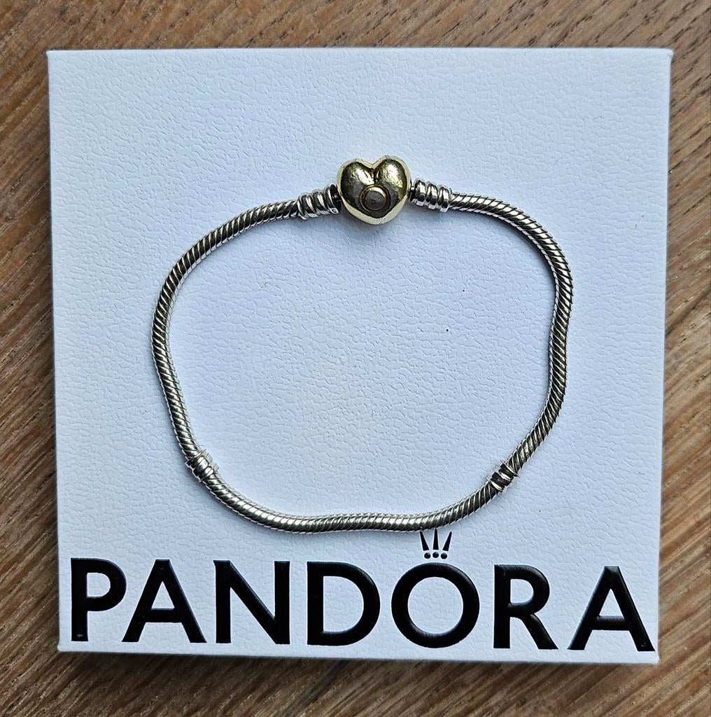 Pandora bedelarmband two-toned goud en zilver, Sieraden, Tassen en Uiterlijk, Armbanden, Ophalen of Verzenden, Gebruikt, Zilver