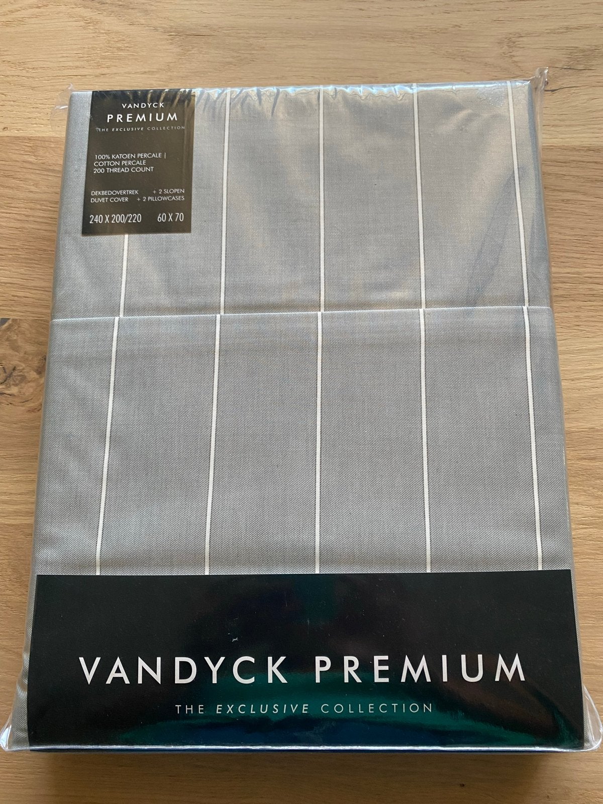 Vandyck Premium Dekbedovertrek - 240x200/220 - Grijs gestree, Huis en Inrichting, Slaapkamer | Beddengoed, Ophalen of Verzenden