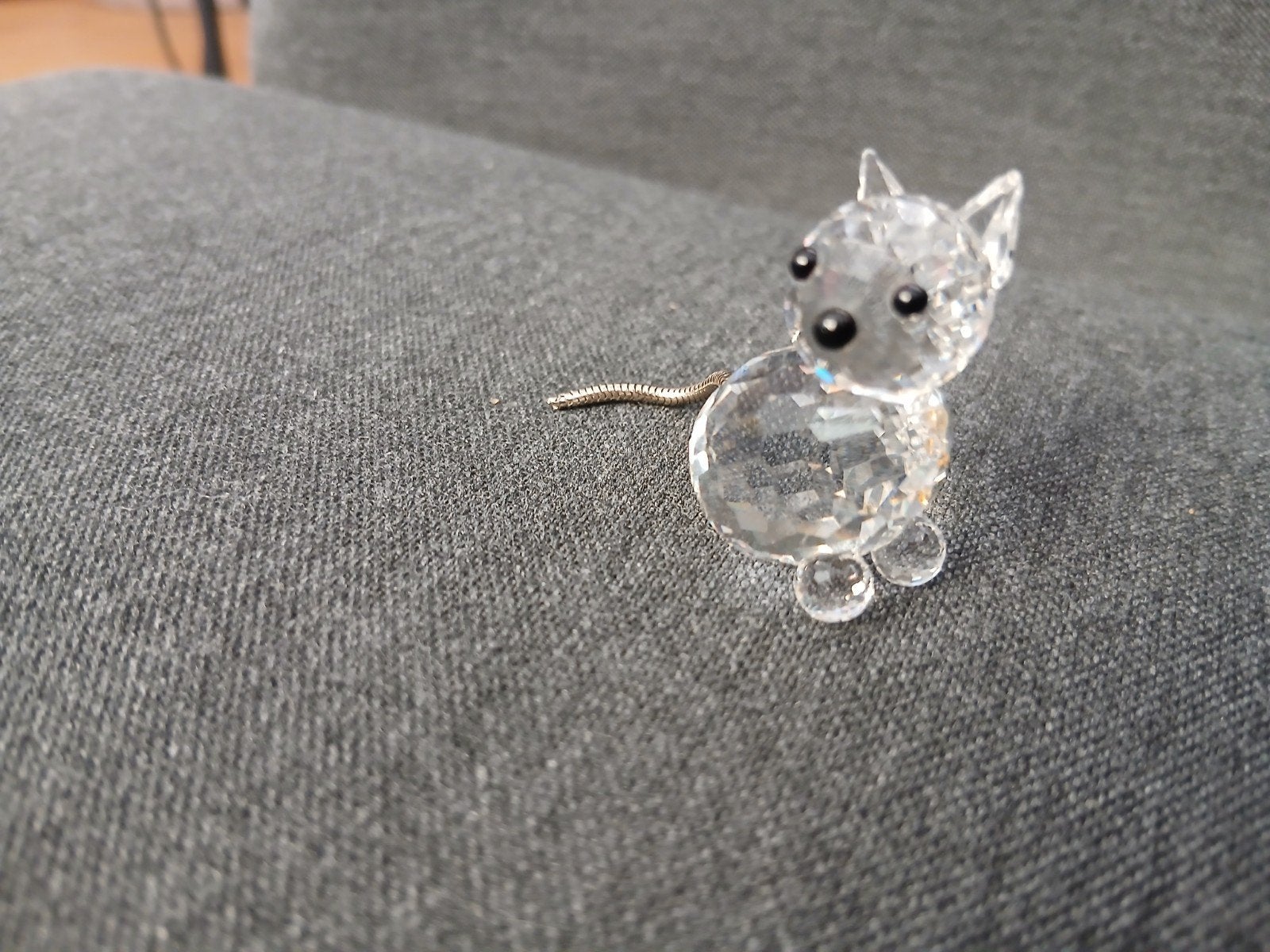 Swarovski kristallen poes met zilveren staart, Verzamelen, Swarovski, Ophalen, Zo goed als nieuw, Figuurtje
