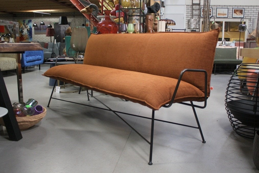 Luxe eetkamerbank Vidar Jess design stof roest eetbank bank, Ophalen, Zo goed als nieuw, Stof, Vijf, Zes of meer stoelen