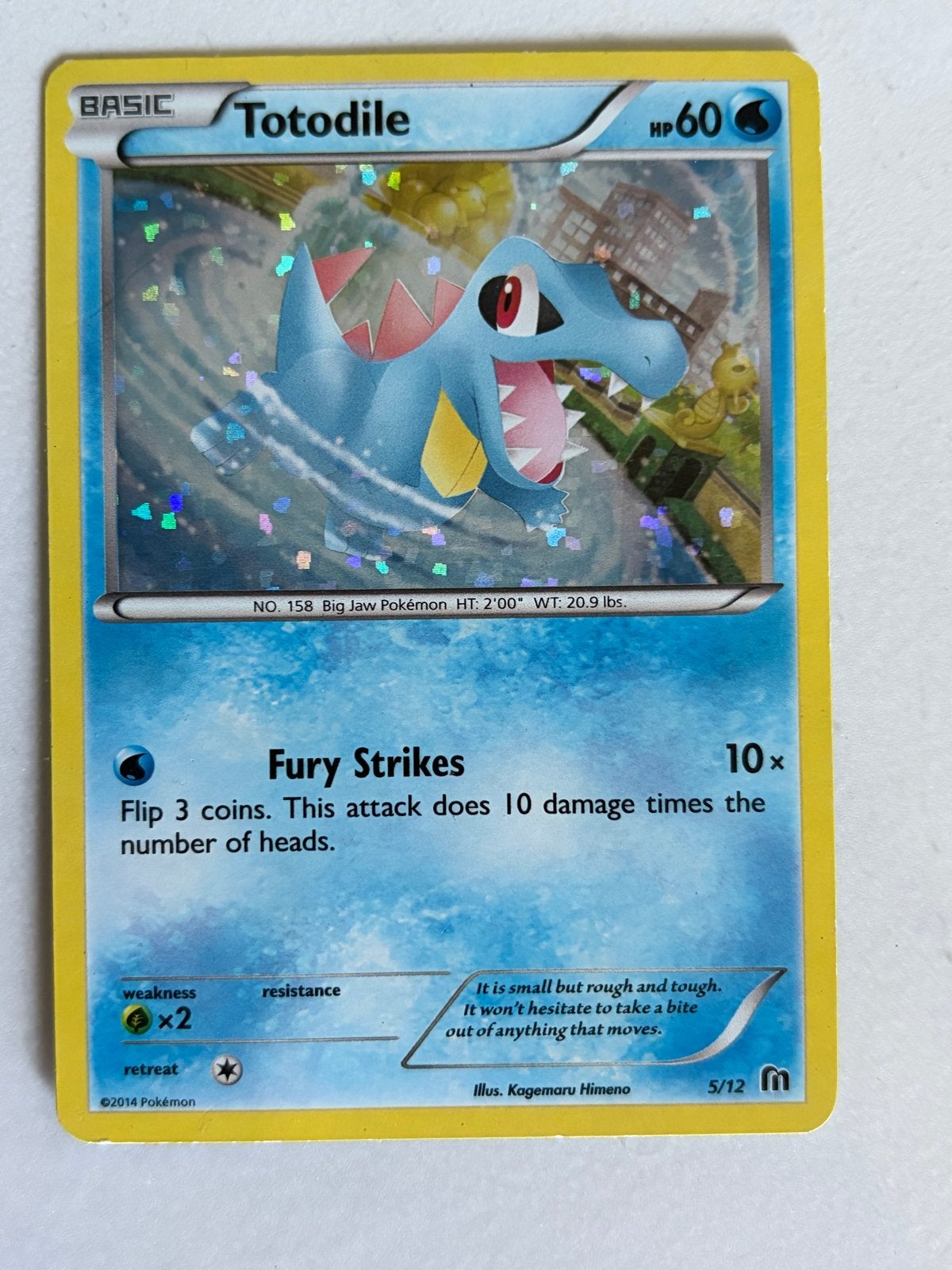 Totodile 5/12 McDonald's Promo 2016 Pokémon Kaart Beschadigd, Ophalen of Verzenden, Gebruikt, Losse kaart, Foil