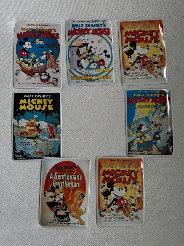 Disney metalen bordjes ansichtkaarten, Ophalen, Mickey Mouse, Zo goed als nieuw, Servies