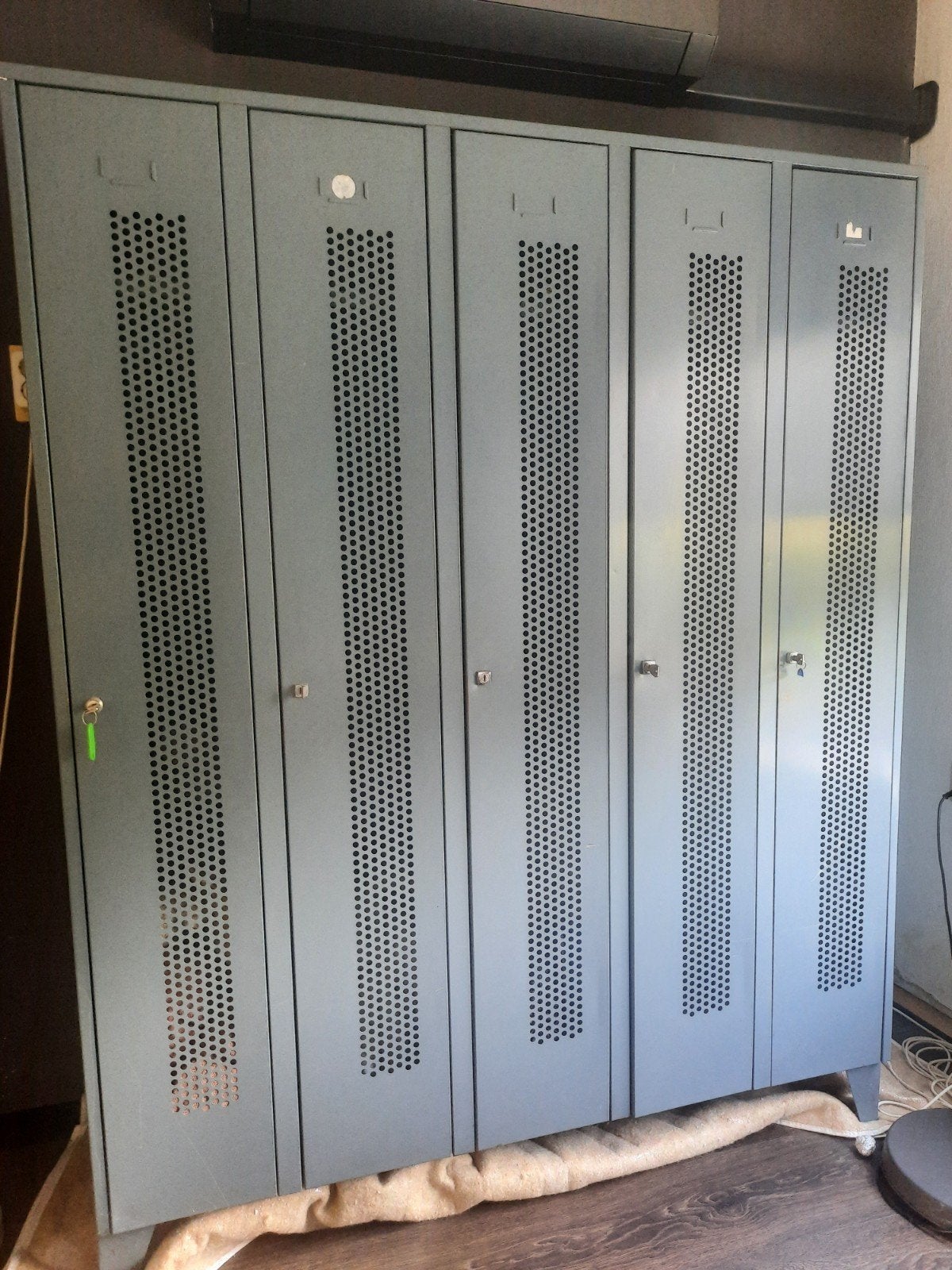Vintage Industriële Locker 5 Deurs. Grijsblauw, Ophalen, Gebruikt, Industrieel, Vintage