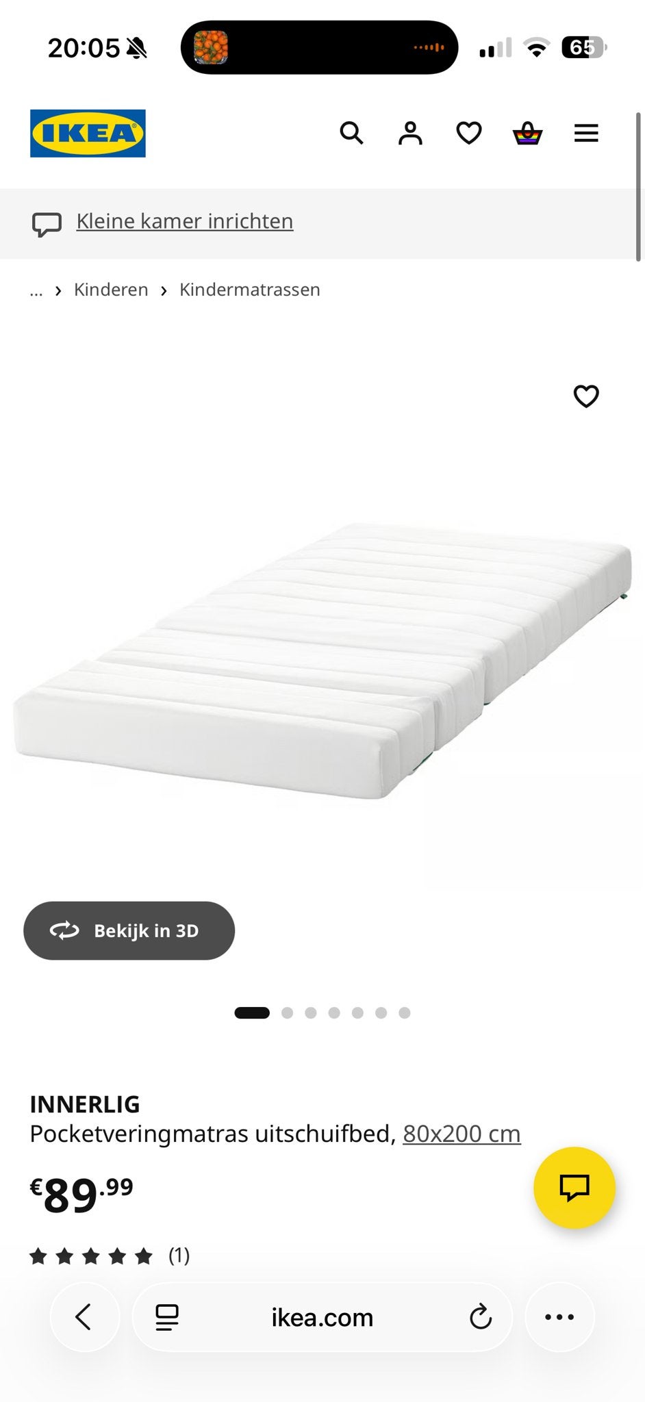 IKEA BUSUNGE Peuterbed - Wit (beschadiging achterkant), Kinderen en Baby's, Kinderkamer | Bedden, Ophalen, Gebruikt, 70 tot 85 cm
