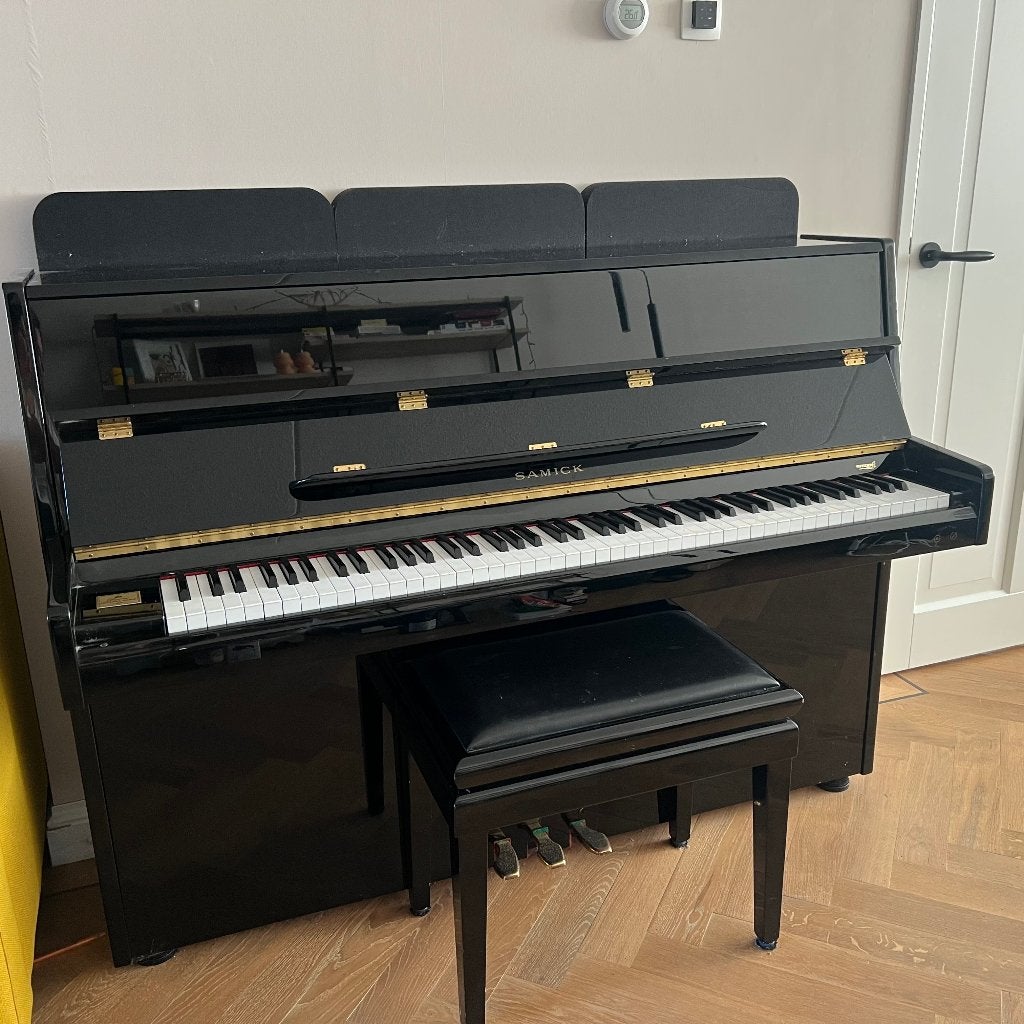 Piano zwart hoogglans Samick, Muziek en Instrumenten, Ophalen, Gebruikt, Zwart, Piano
