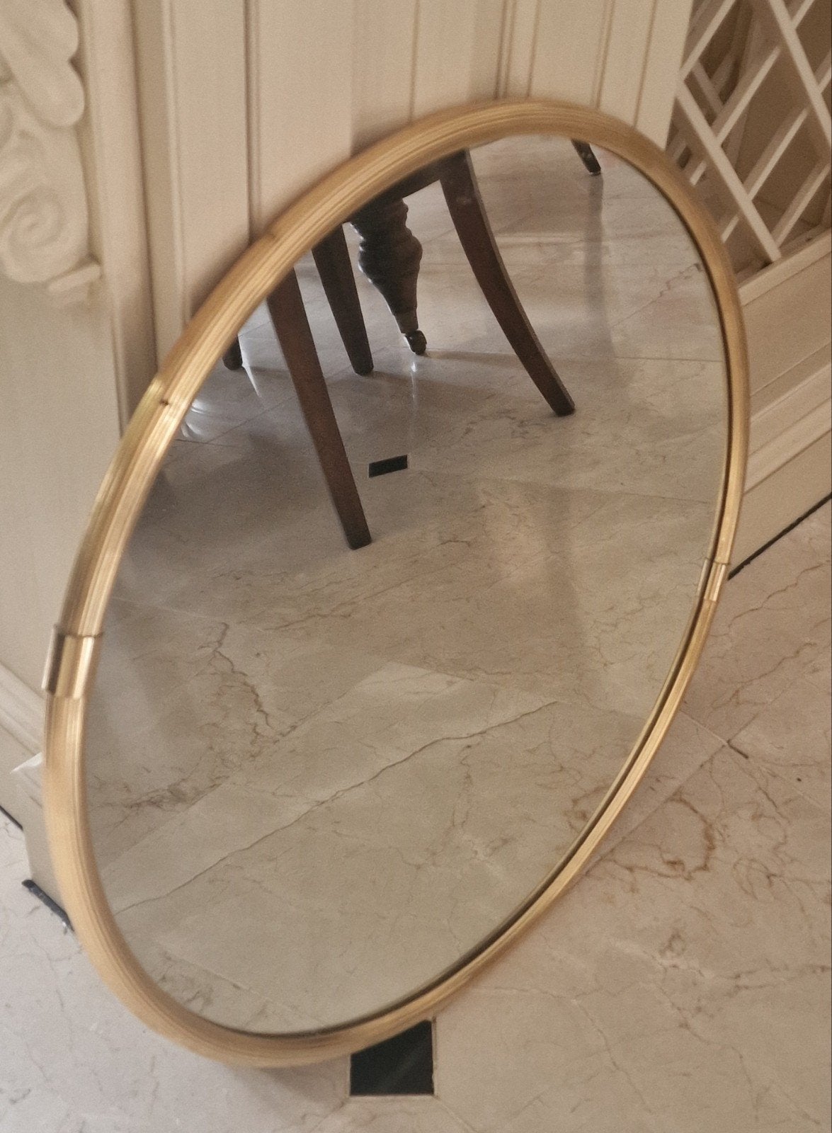 2 identieke ronde vergulde spiegels (ø60cm) - Jado, Ophalen, Gebruikt, Rond, Minder dan 100 cm