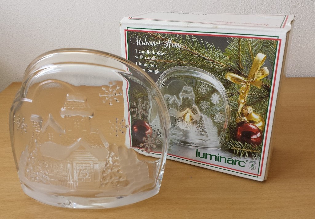 Kerstmis - Waxinelichthouder Huisje - Luminarc - France, Huis en Inrichting, 12 cm, Overige merken, Waxinelichthouder, Ophalen of Verzenden