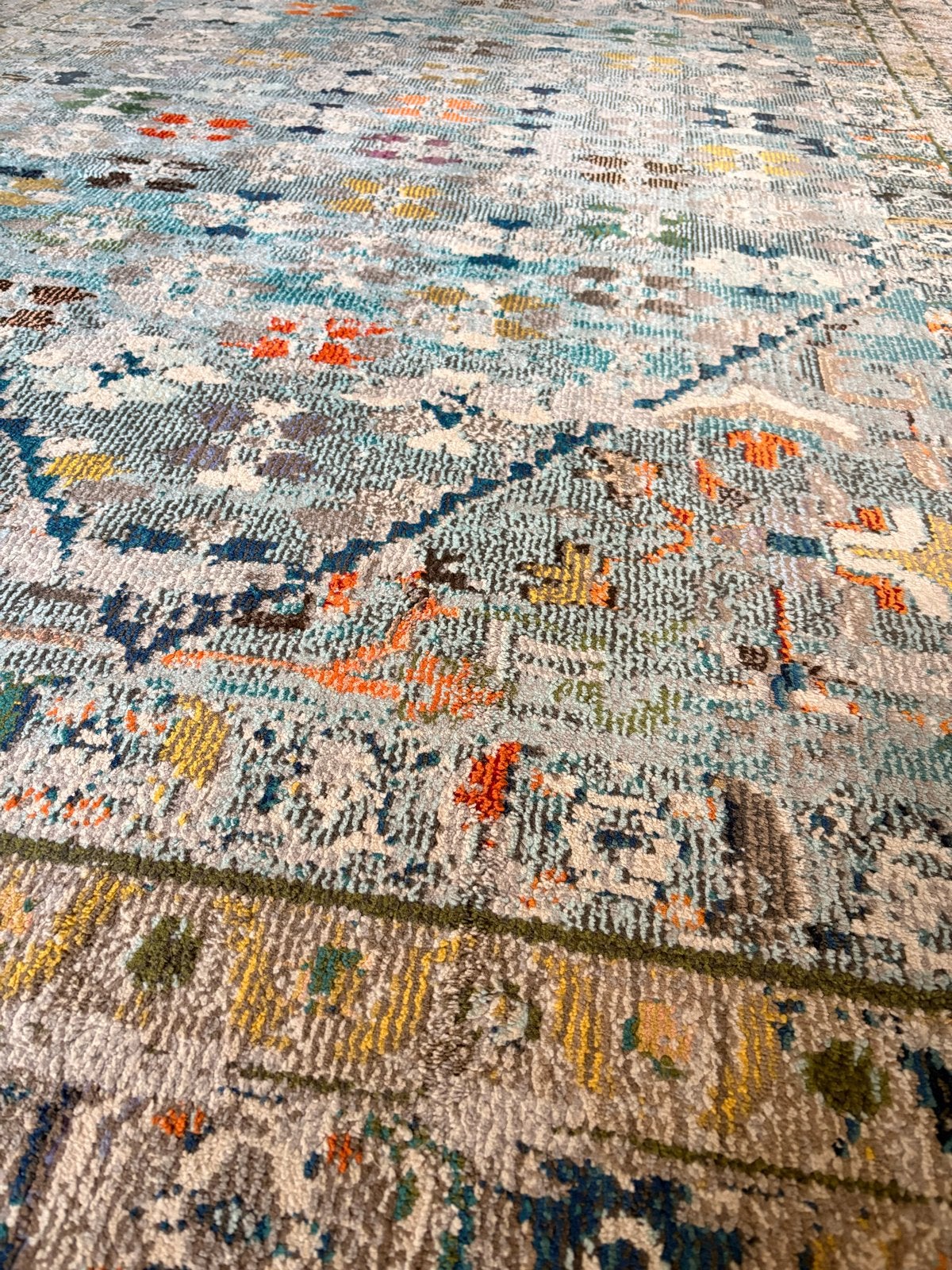 Vloerkleed 2x3m - Vintage Look - Blauw/Grijs/Multi, Ophalen, Blauw, Zo goed als nieuw, 200 cm of meer