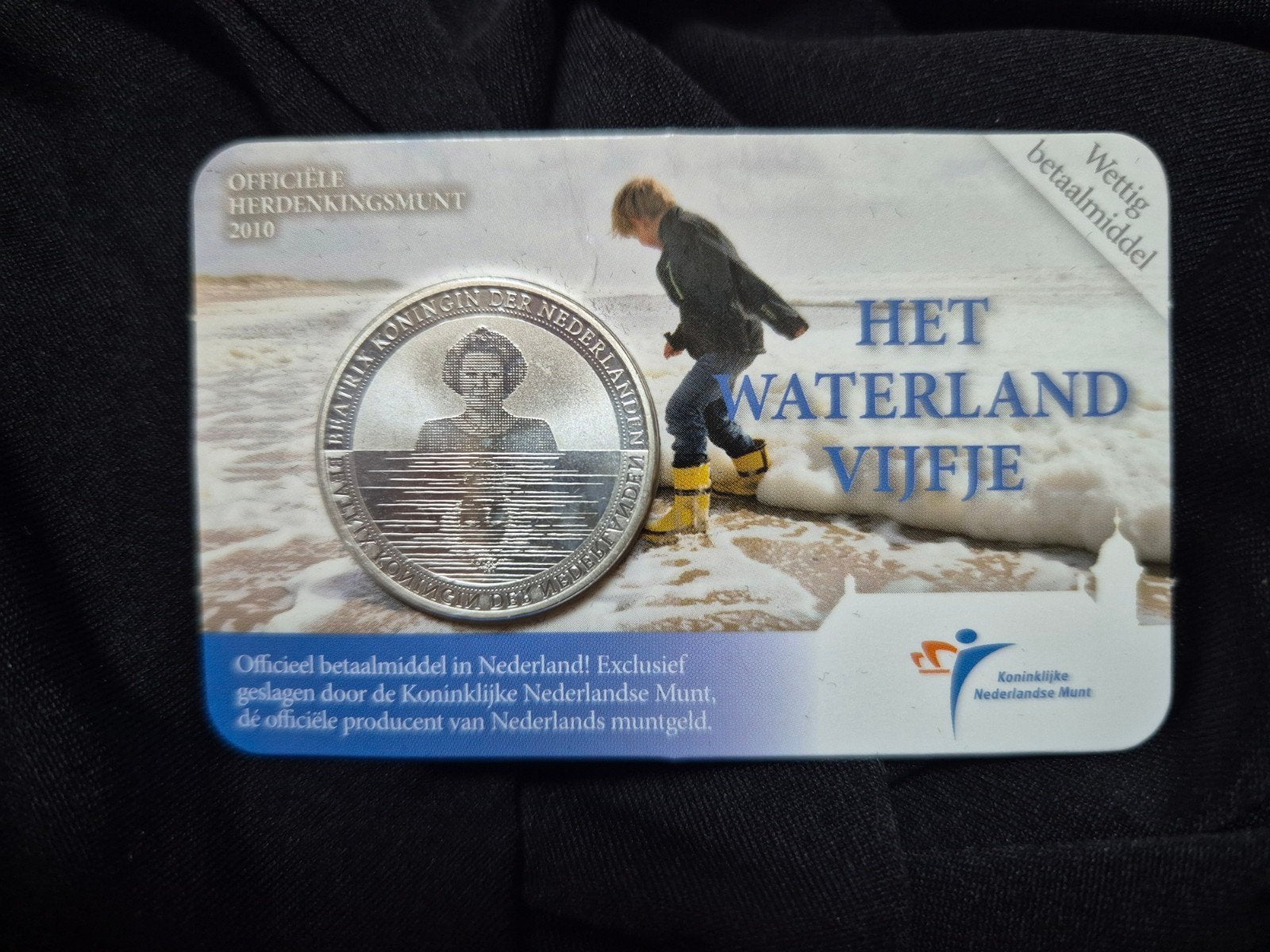 Waterland Vijfje 2010 €5 zwaar verzilverd coincard, Ophalen of Verzenden, Overige landen, 5 euro
