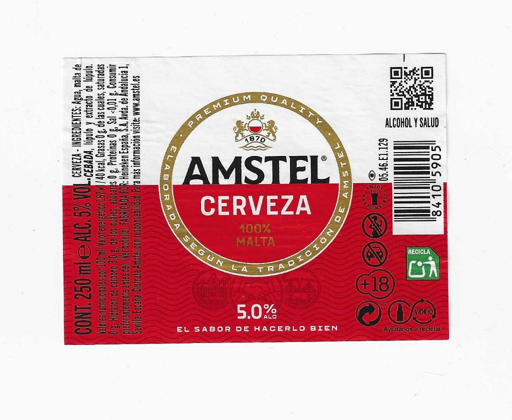 Amstel etiket -4-, Verzamelen, Biermerken, Ophalen of Verzenden, Gebruikt, Overige typen, Amstel