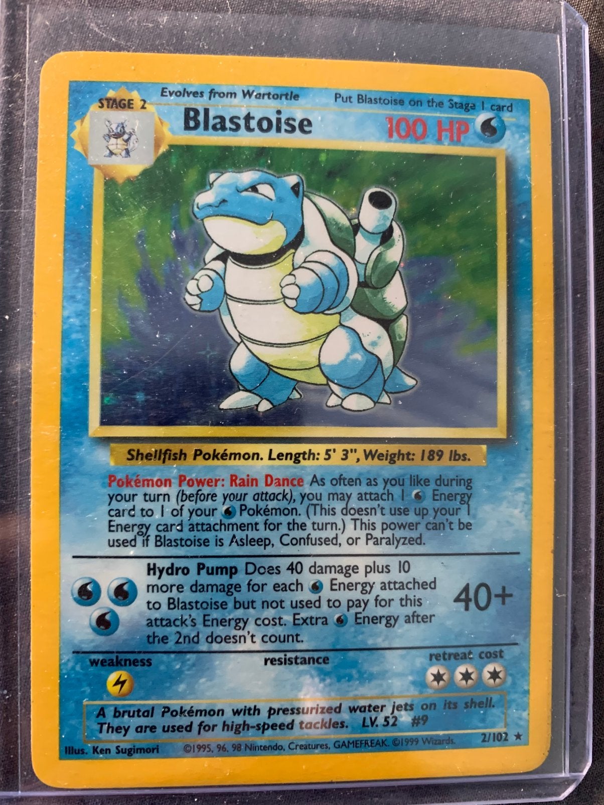 Blastoise holo base set 2, Ophalen of Verzenden, Zo goed als nieuw