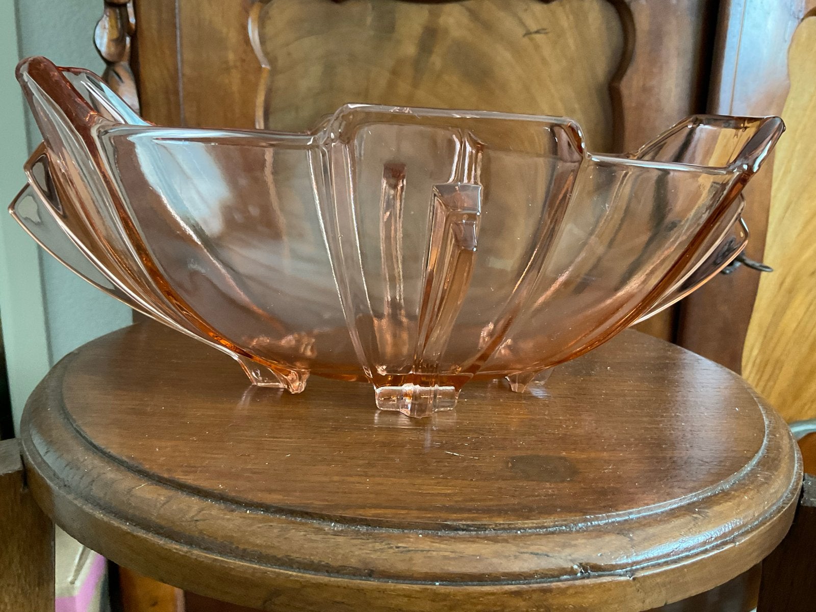 Art Deco Fruitschaal van Roze Glas Stölzle, Ophalen of Verzenden