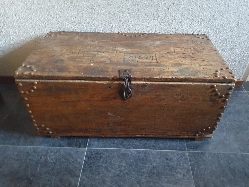 Antieke Franse Houten Kist – Mullier Remim 1908, Ophalen of Verzenden